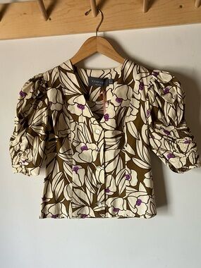 Floral puff sleeve blouse